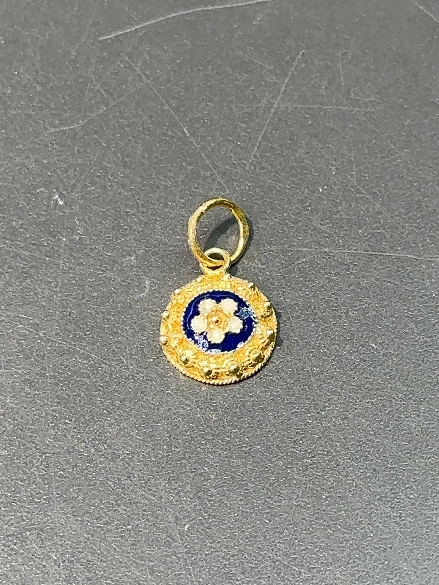 19K Gold Enamel Daisy Charm