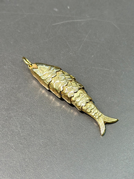 Vintage 14K Gold Articulated Fish Pendant