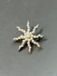 Antique Victorian 14K Gold Seed Pearl and Diamond Star Burst Brooch Pendant Brooch