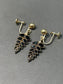 Art Deco 14K Gold Faceted Onyx Foliate Motif Earring