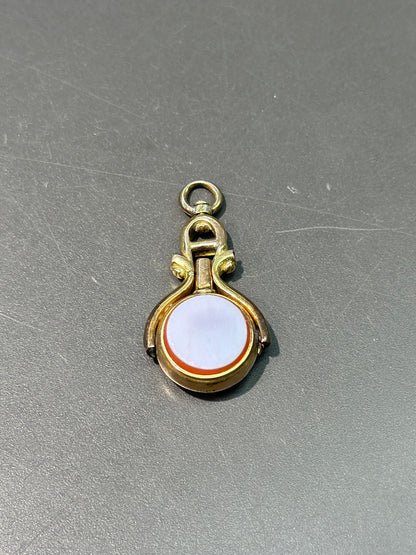 维多利亚风格 15CT 黄金硬石字母“RA”“AR”怀表钥匙吊坠