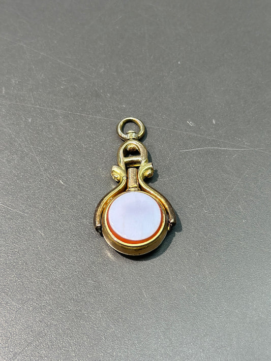 维多利亚风格 15CT 黄金硬石字母“RA”“AR”怀表钥匙吊坠
