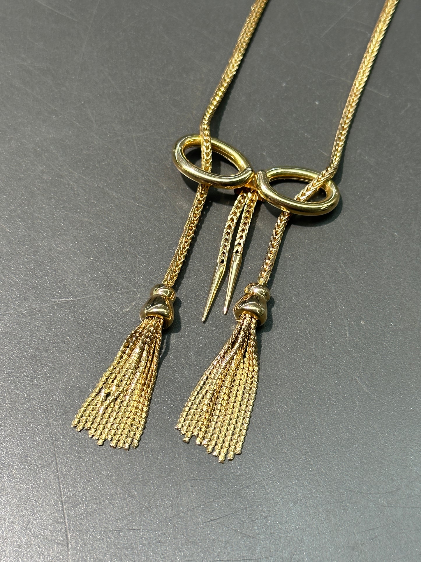 Vintage 18K Yellow Gold Tassel Necklace