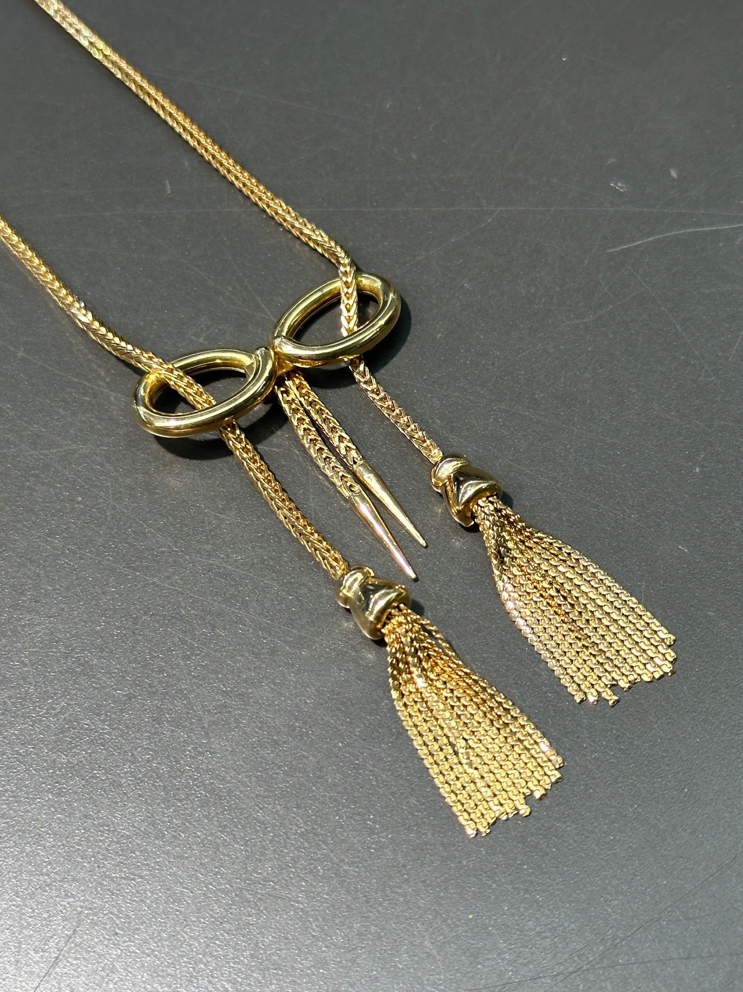 Vintage 18K Yellow Gold Tassel Necklace