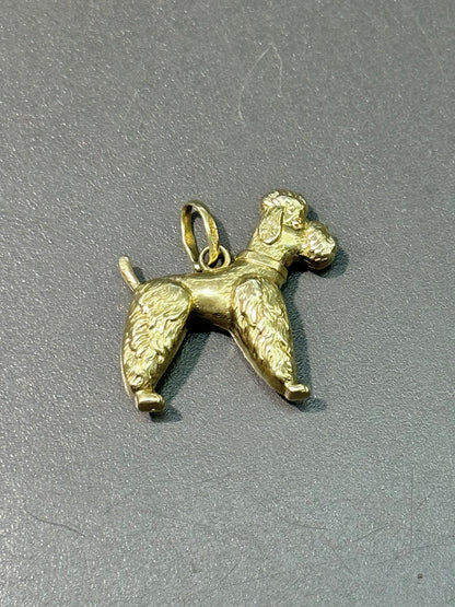 复古 14K 金立体镂空贵宾犬吊饰