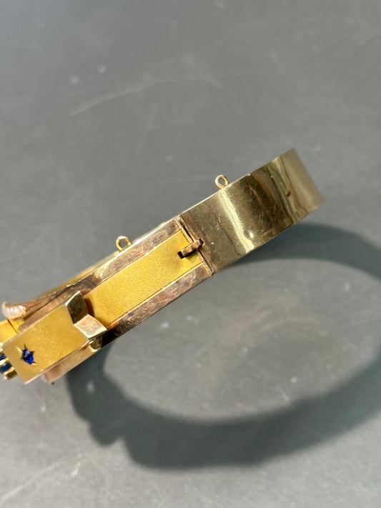 维多利亚 14K 金蓝宝石和珍珠星光手链