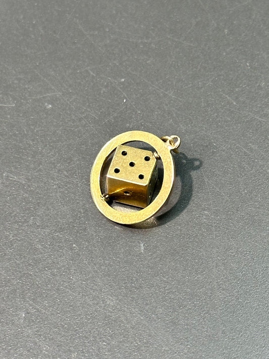 Vintage 14K Gold Dice Spinner Charm