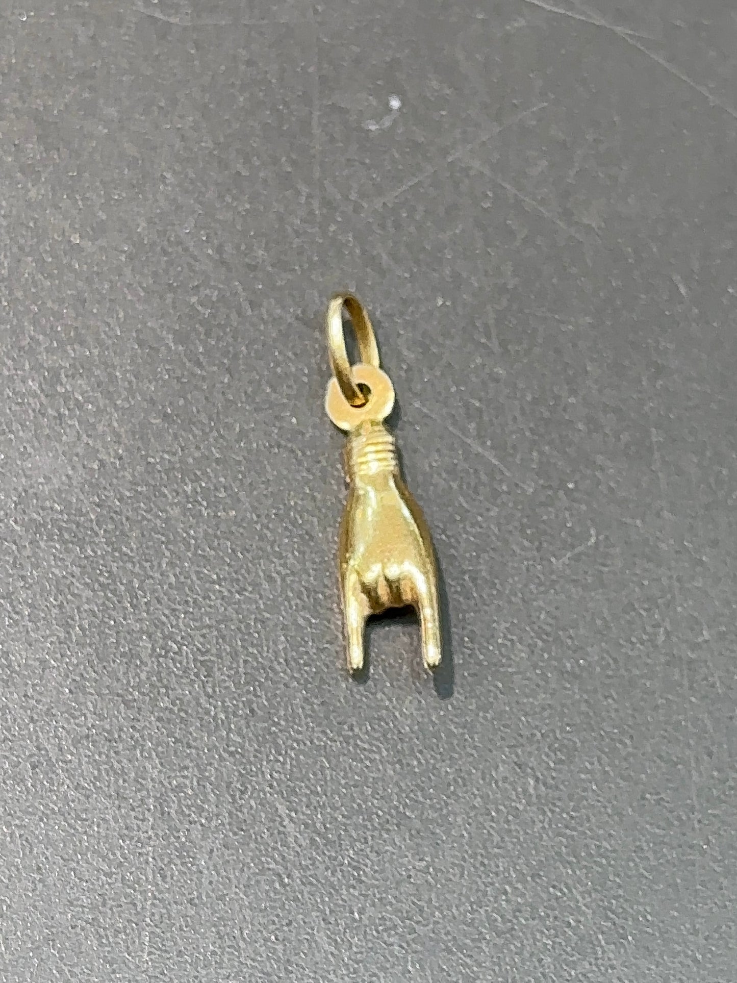 18K Gold Puffy Hollow Figa Arm Charm