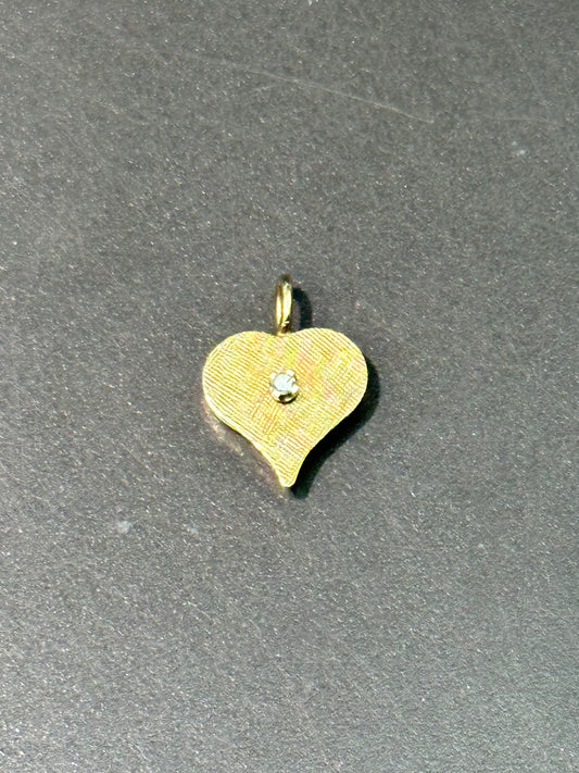 Breloque coeur diamant vintage en or 14 carats