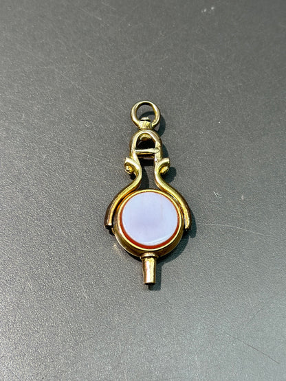 维多利亚风格 15CT 黄金硬石字母“RA”“AR”怀表钥匙吊坠