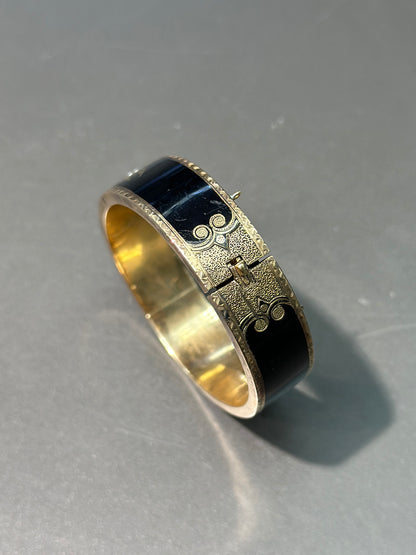 维多利亚 14K 金种子珍珠黑珐琅铃兰手链