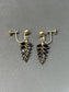 Art Deco 14K Gold Faceted Onyx Foliate Motif Earring