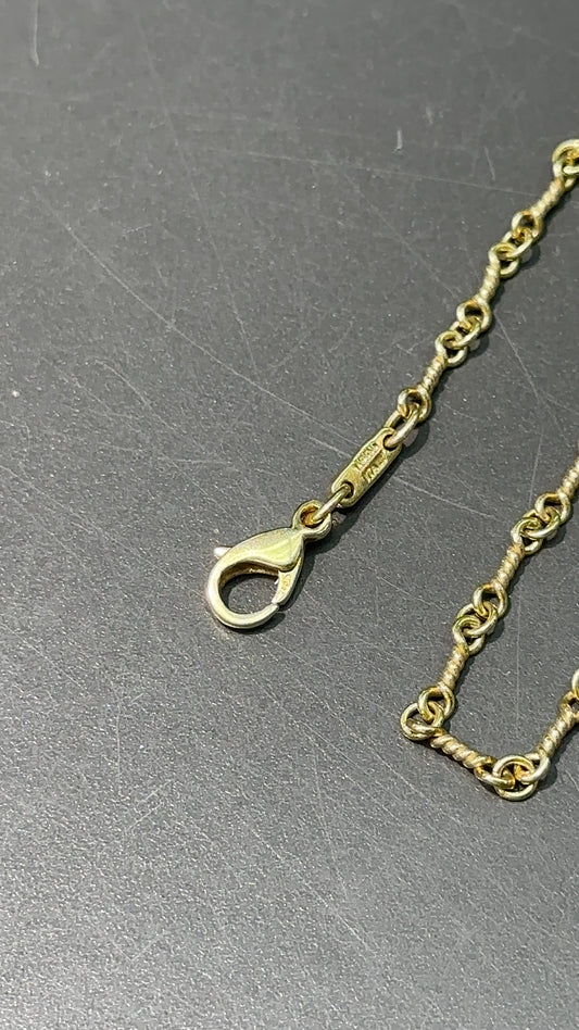 Junsy 18K Yellow Gold Twisted Rope Link Necklace