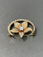 Broche antique en croissant de lys et de perles de graines en or 14 carats