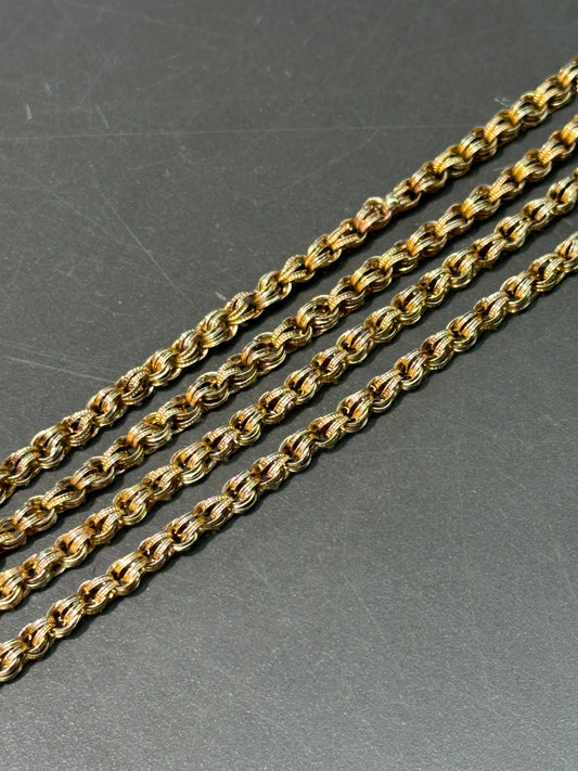 Antique Victorian 14K Gold Enamel and Seed Pearl Slider Longuard Chain