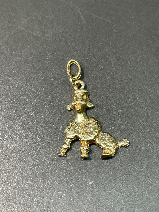 复古 14K 金贵宾犬吊饰