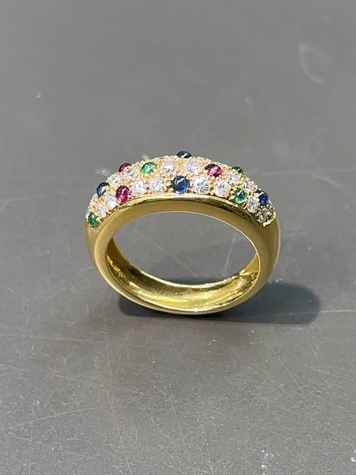 18K Gold Multi-Gemstone Pavé Ring