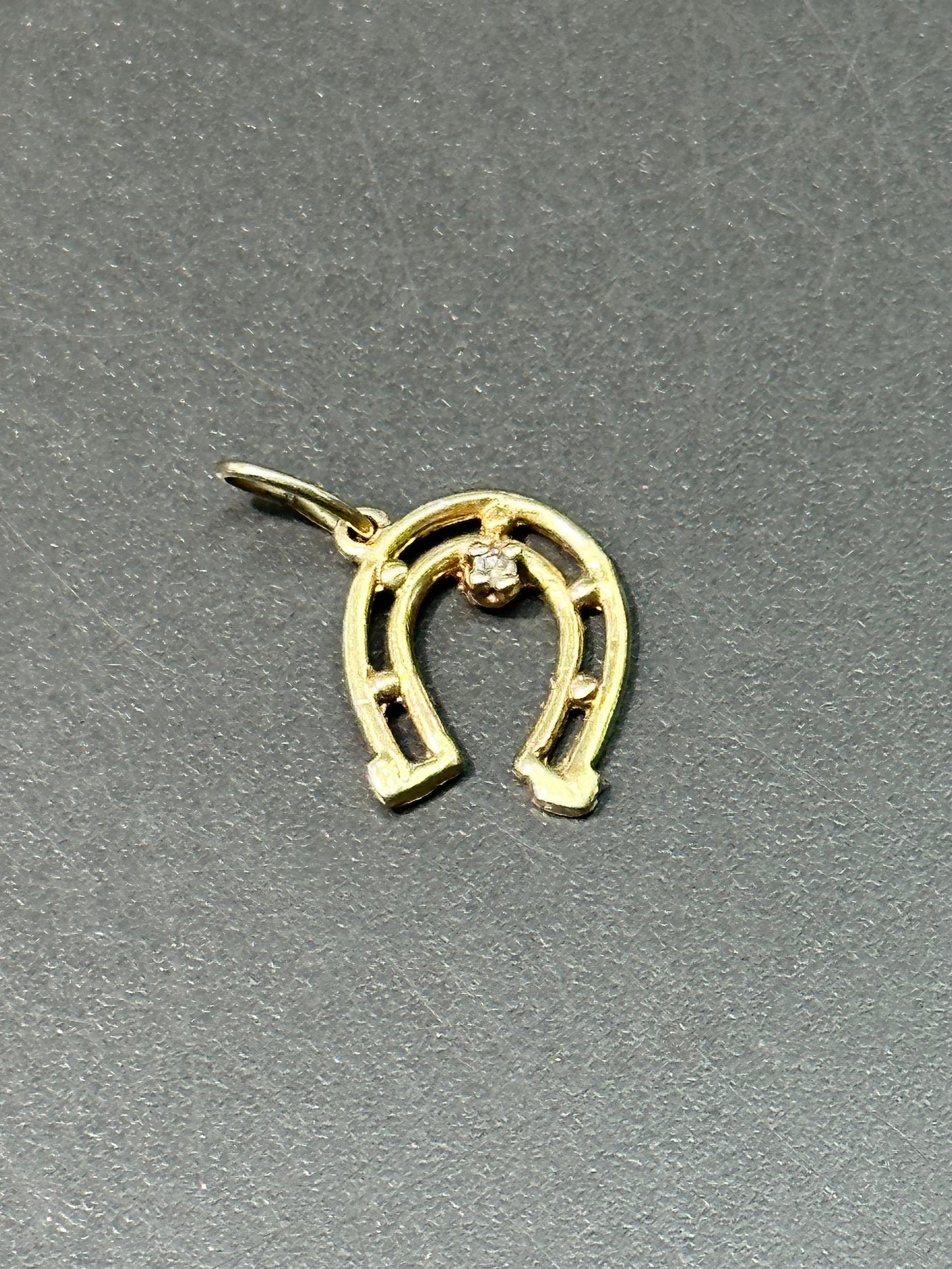 Vintage 14K Gold Diamond Horse Shoe Charm