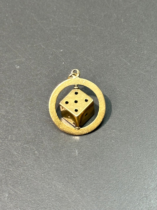 Vintage 14K Gold Dice Spinner Charm