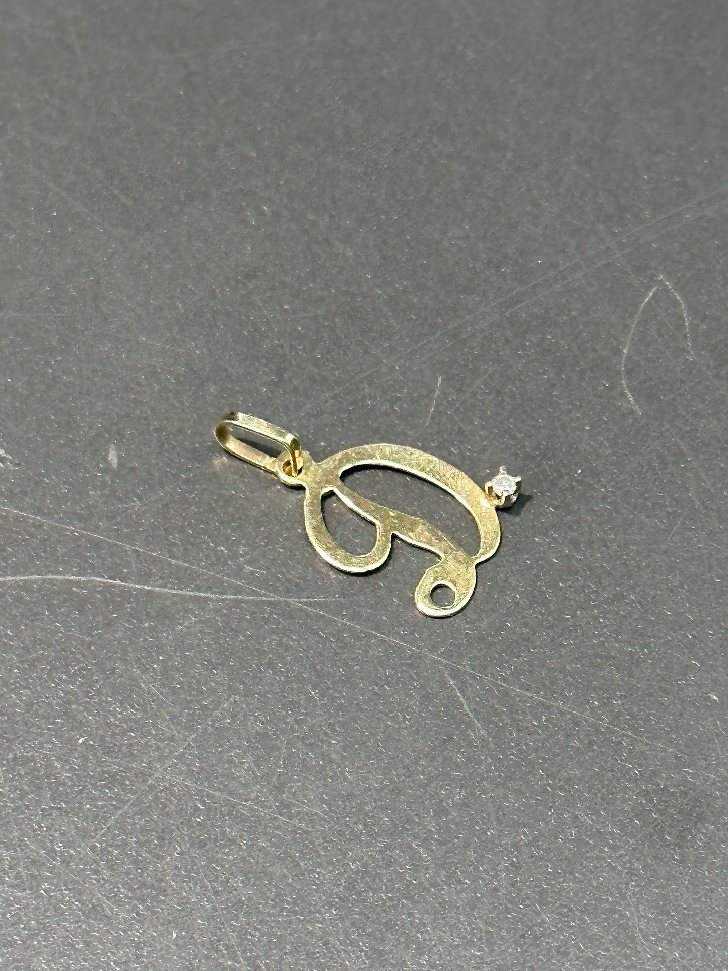 Vintage 14K Gold Diamond “D” Initial Charm