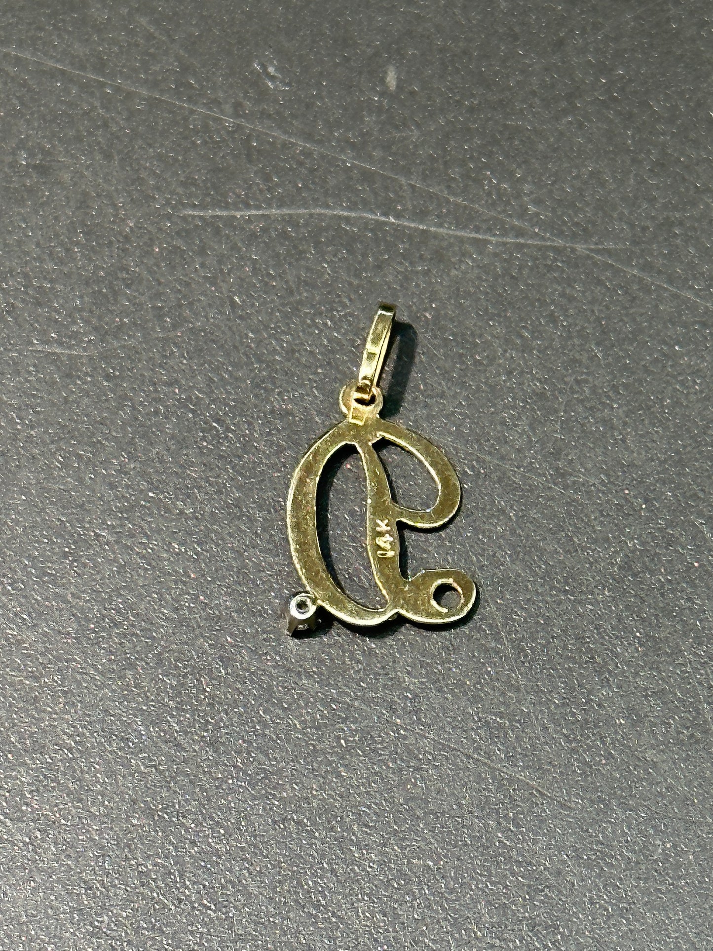 Vintage 14K Gold Diamond “D” Initial Charm