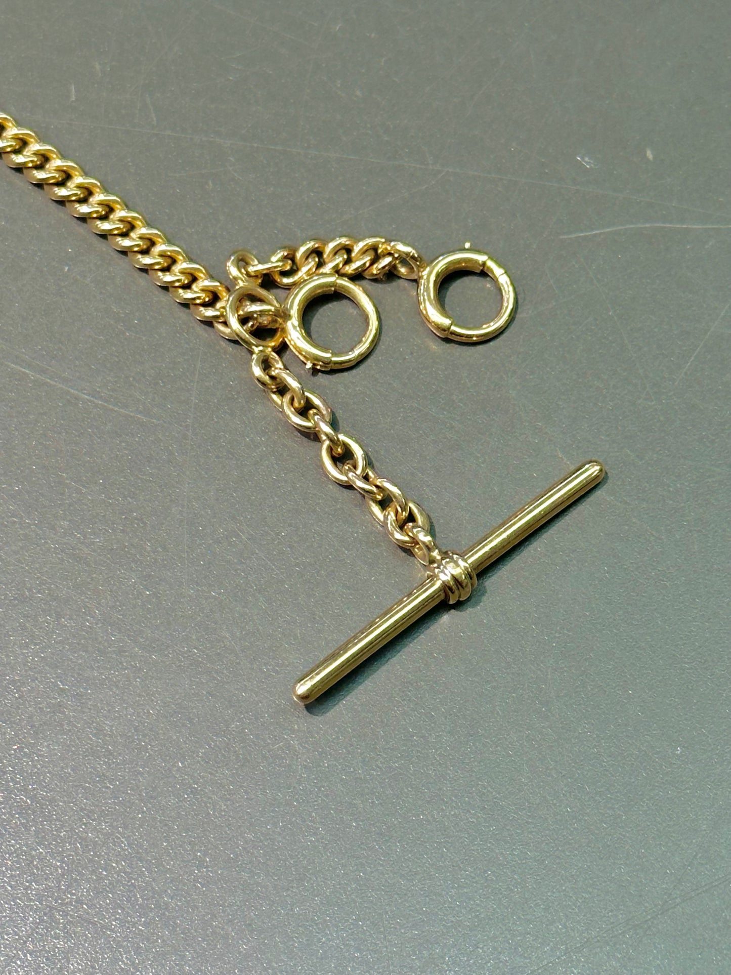 Vintage 14K Gold Curb Link Albert Watch Chain