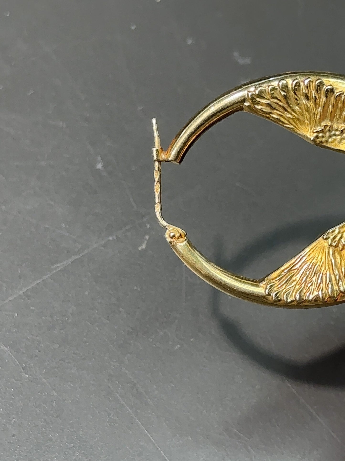 French 18K Gold Eagle Hoop Earring