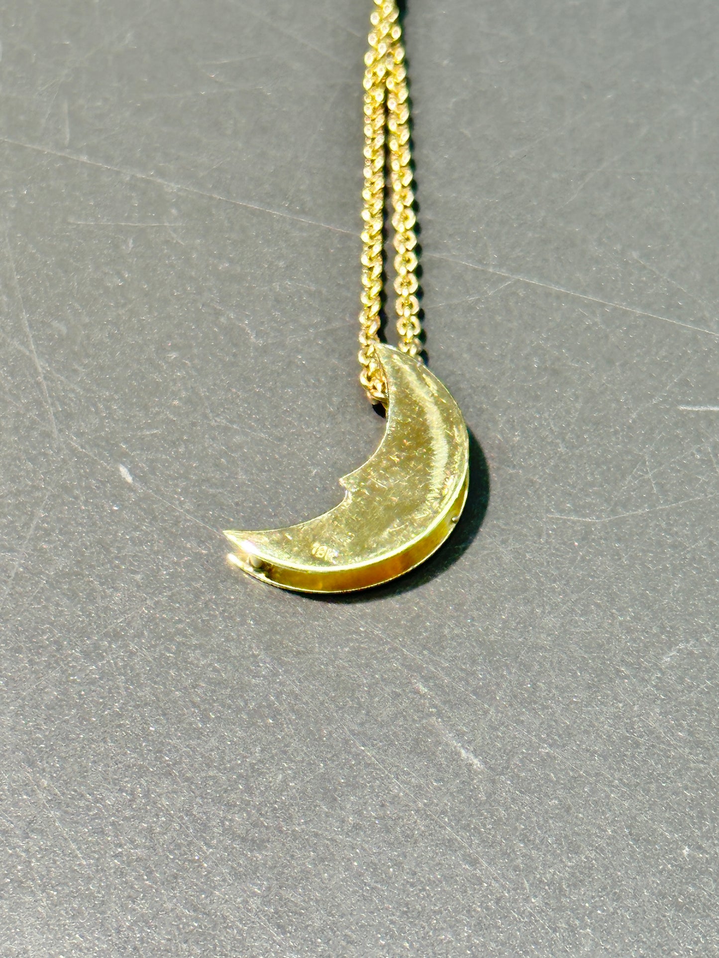 18K Gold Diamond Moon Pendant