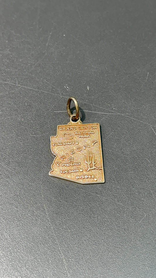 Vintage 14K Gold Arizona Map Charm