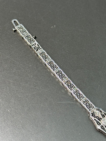 装饰艺术 14K 金钻石花丝手链