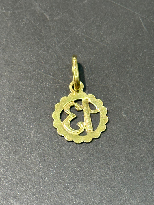 14K Gold Italian Lucky “13” Charm