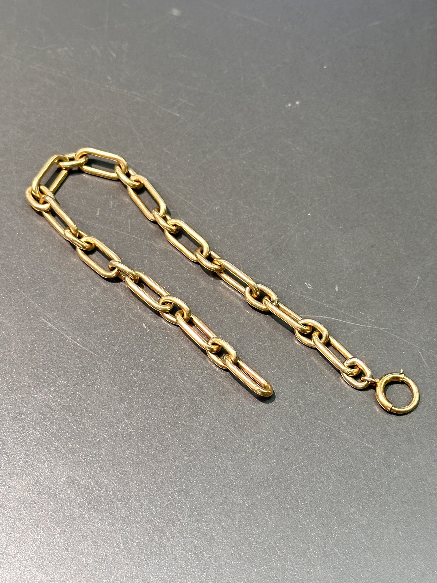 Vintage 14K Gold Rounded Paper Clip Bracelet 7.5”