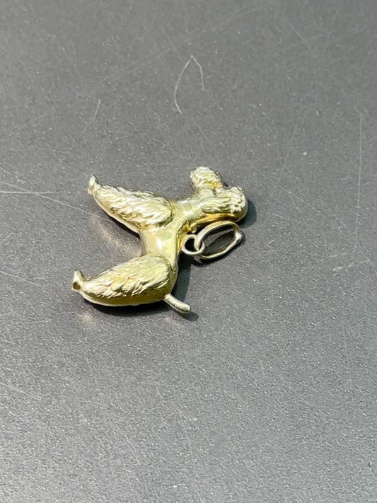 复古 14K 金立体镂空贵宾犬吊饰