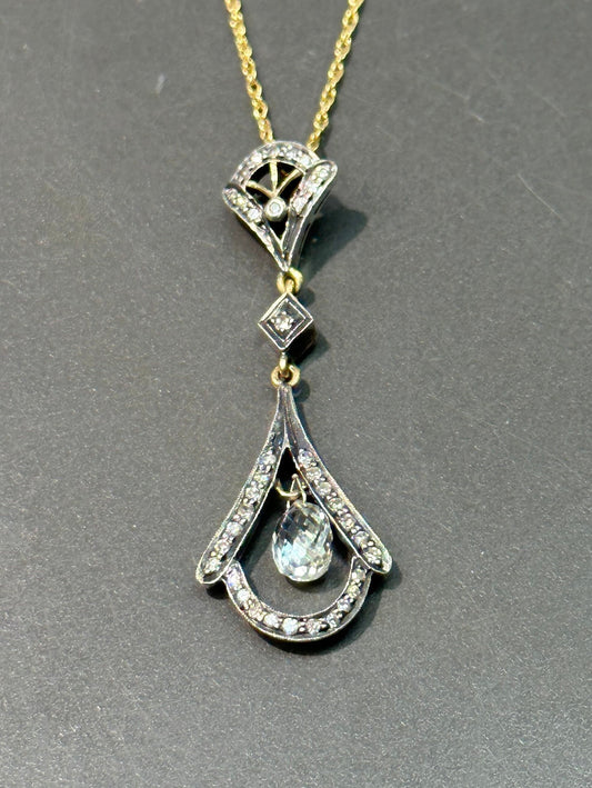 Collier édouardien en or 18 carats et diamants en argent