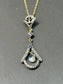 Edwardian 18K Gold Topped Silver Diamond Drop Necklace