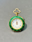 Montre de poche pour femme Art Nouveau en or 14 carats et diamants en émail vert