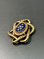 Victorian 14K Gold Blue Enamel Diamond Knot Brooch