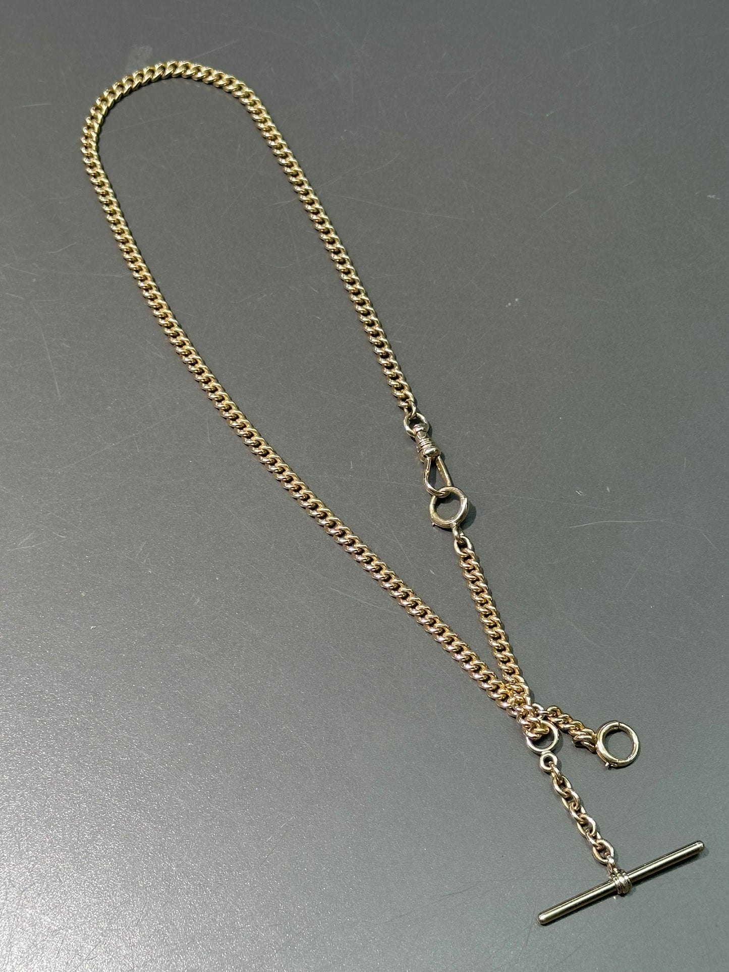 Vintage 14K Gold Curb Link Albert Watch Chain