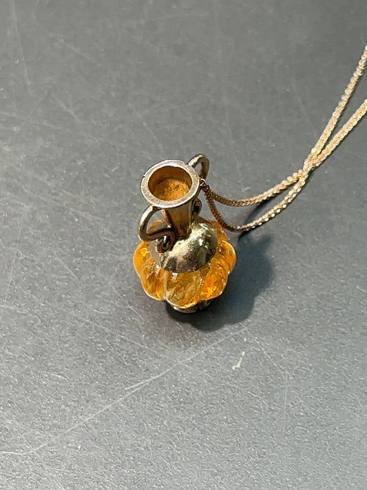 14K Gold Citrine Vase Pendant