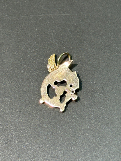 新艺术风格 14K 金钻石奇美拉狮鹫吊饰