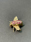 Vintage 14K Gold Ruby and Diamond Bee Brooch