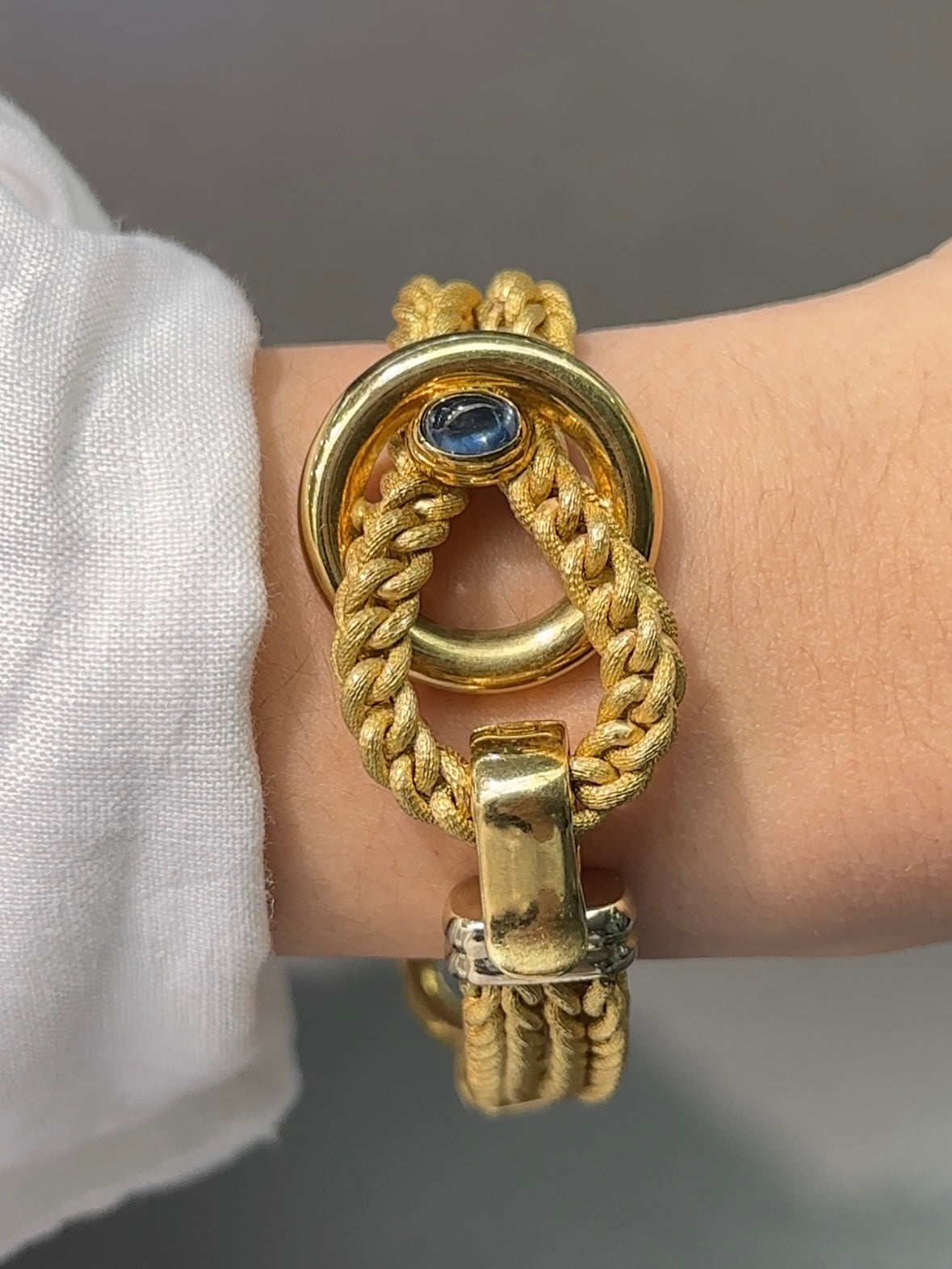 Fraccari 18K Gold Double Woven Sapphire Bracelet