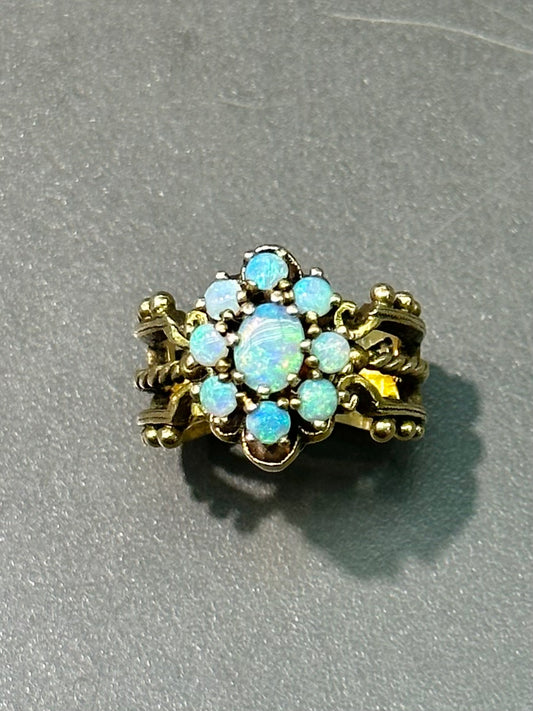 Antique 14K Gold Opal Cluster Ring