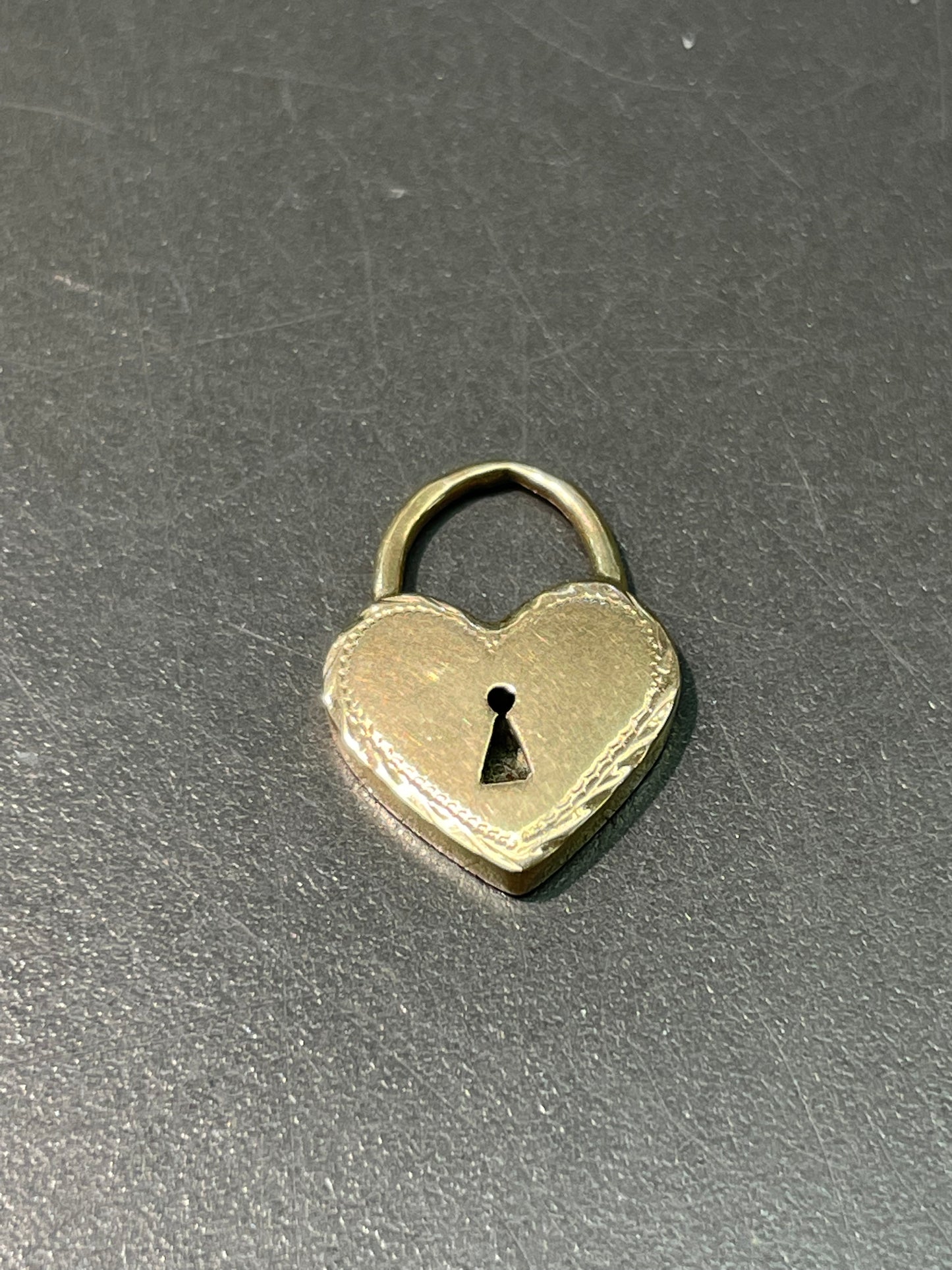 Vintage 14K Gold Heart Shape Padlock Charm Pendant