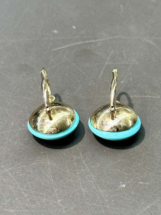 14K Gold Persian Turquoise Diamond Earring