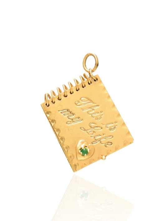 Vintage 14K Gold Articulated "This is My Life" Booklet Charm