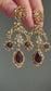 Georgian 18K Gold Rose Cut Diamond Garnet Drop Chandelier Earring