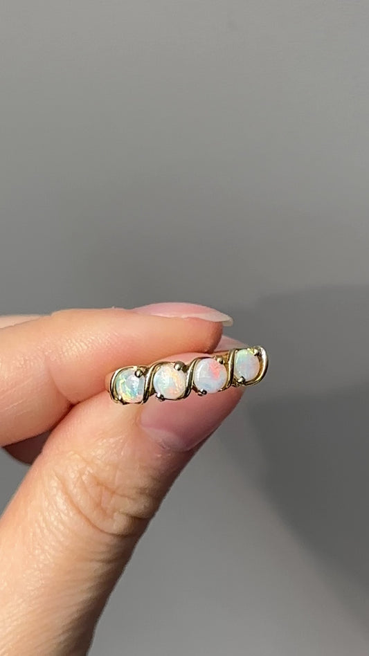 18K 金四石蛋白石戒指