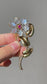 Retro 14K Gold Moonstone and Ruby Daisy Flower Brooch