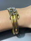 Antique French 18K Yellow Gold 0.58 CTW Diamond Shamrock Bangle Bracelet